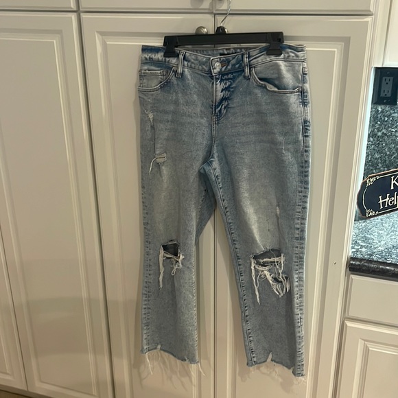 Express Jeans Mid Rise Medium Wash Ripped Boyfriend Jeans Poshmark